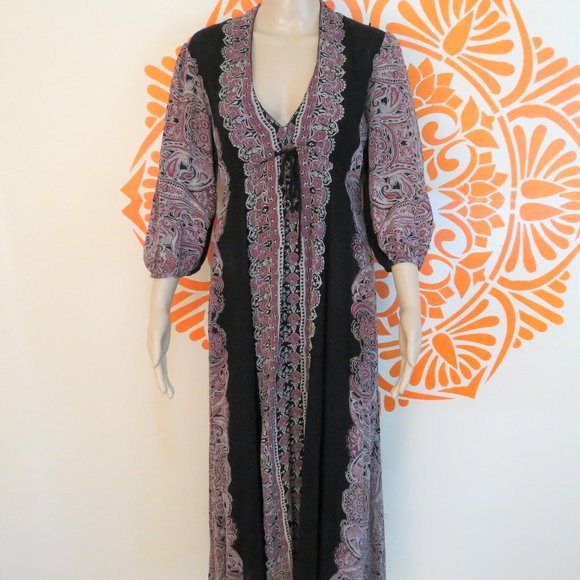 Free People Dresses & Skirts - Free People Black & Purple Flowy Dress XS